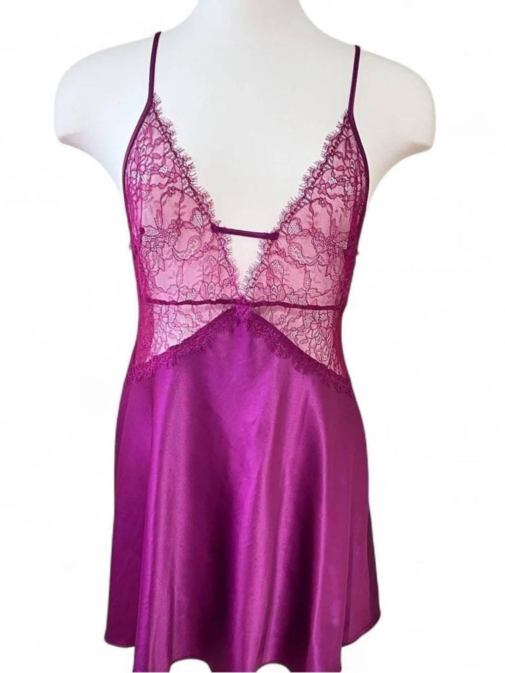 Victoria's Secret Maroon Lace & Satin Chemise